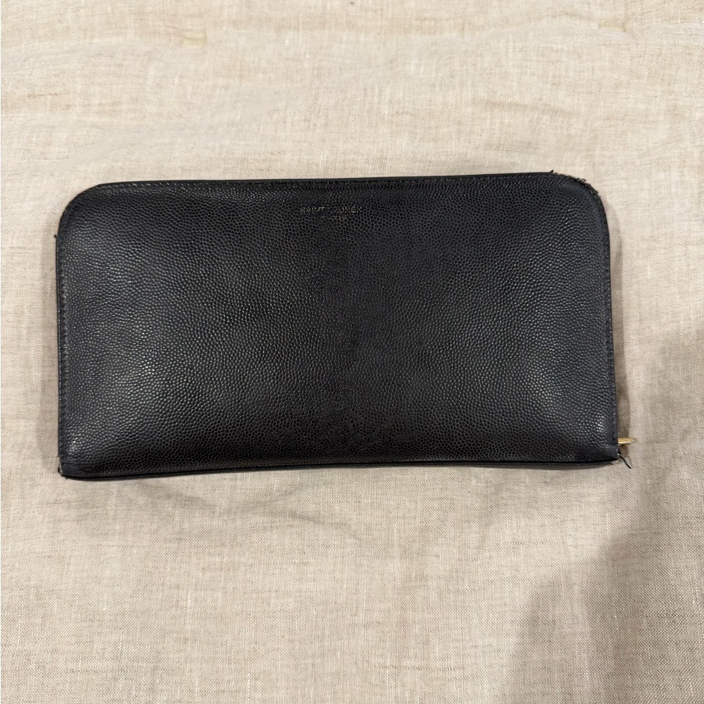 Saint Laurent Black Leather Zip Wallet